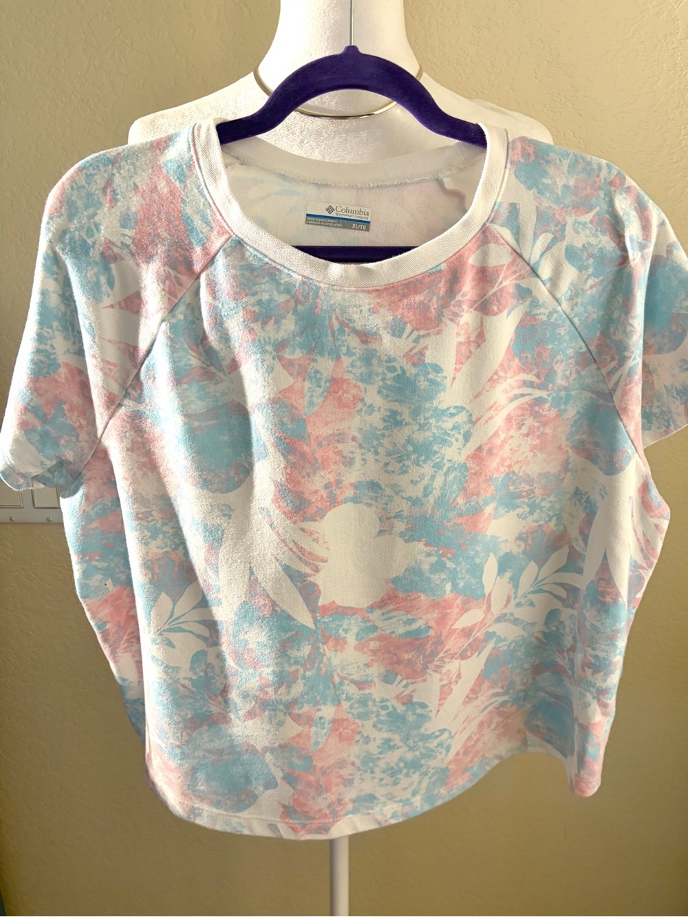Columbia Women's Short Sleeve Floral Top - White, Pink, Blue